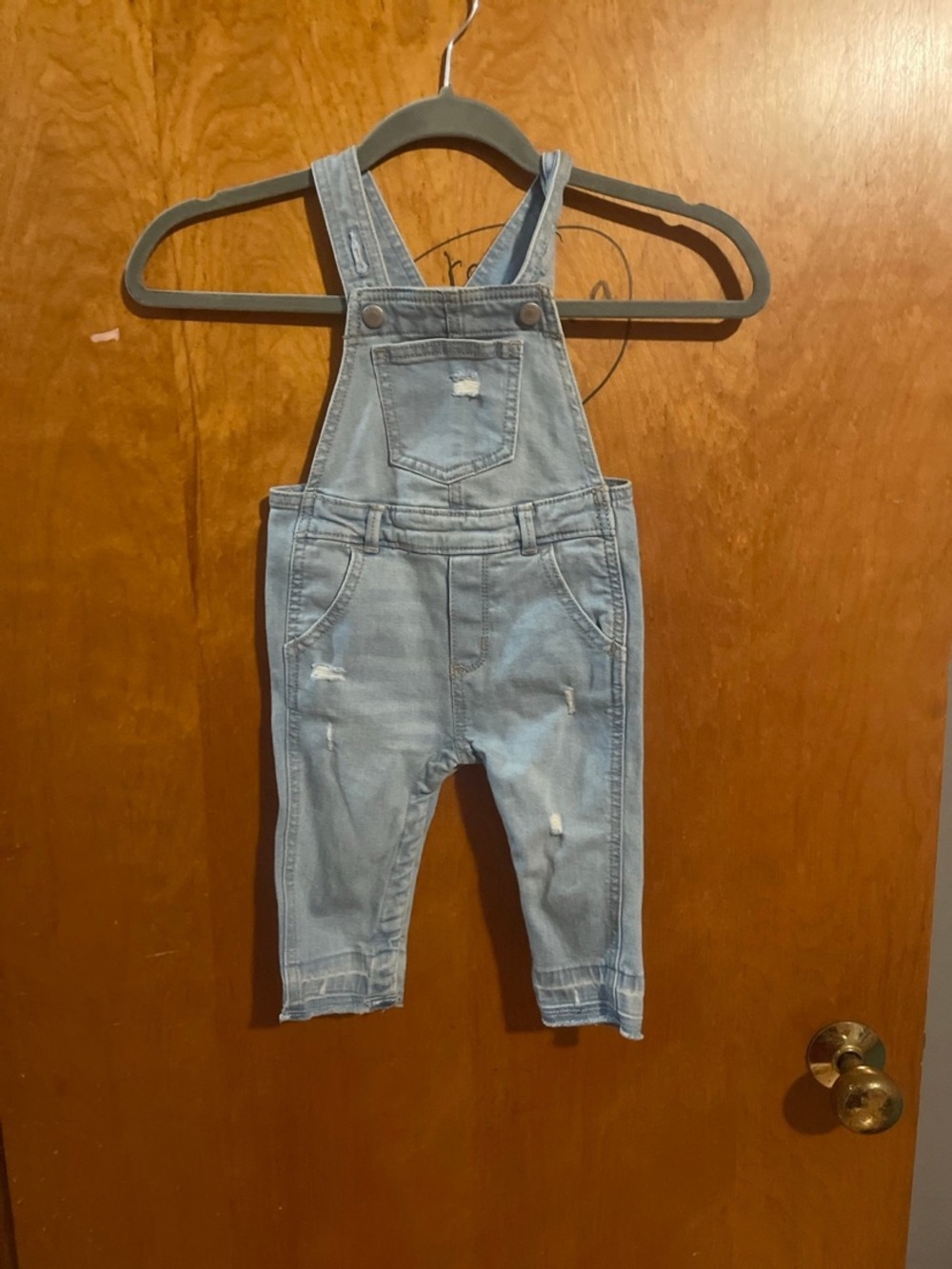 Old Navy Light Blue Distressed Denim Overalls for Toddlers